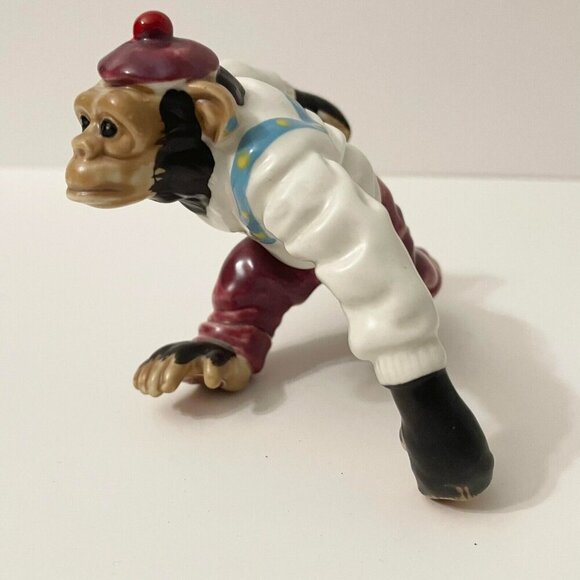 Vtg Enterprise Curling Stone Sport Chimp Chimpanzee Monkey Japan Figurine Chips - Picture 13 of 16